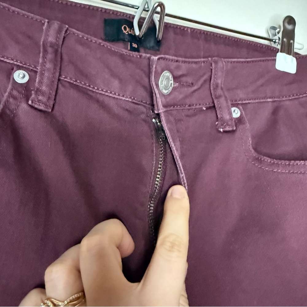 QUINCE Bella Wide Leg Stretch Jeans 28” Inseam in Wine Tasting - Picture 4 of 9